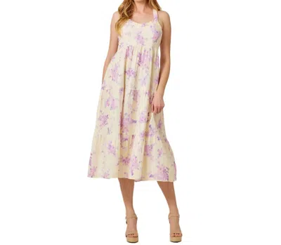 Mystree Floral Tiered Midi Dress In Ivory Mix In Neutral