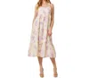 Mystree Floral Tiered Midi Dress In Ivory Mix In Multi
