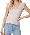 Mystree Flutter Crochet Sleeve Sweater In Rose In Gray