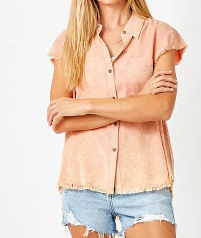 Mystree Flutter Sleeve Shirt Top In Rose In Pink