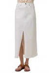 Mystree Front Slit Midi Skirt In Eggshell In White