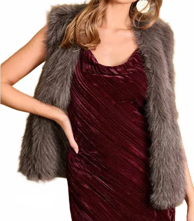 Mystree Fur Sparkle Vest In Ash In Grey