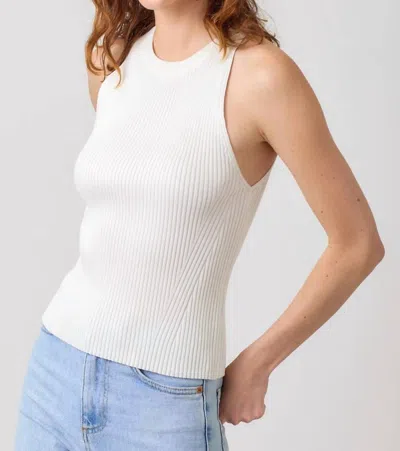 Mystree Halter Neck Ribbed Tank In Ivory In White
