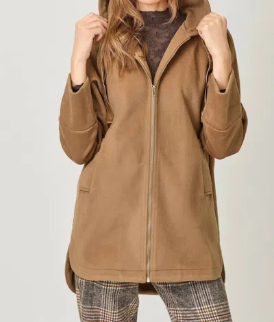 Mystree Helen Hoodie Zip-up Coat In Camel In Multi