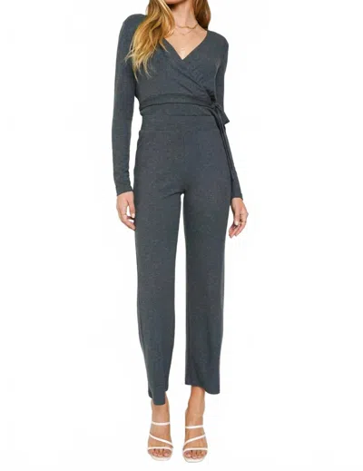 Mystree High Waist Rib Pants In Deep Blue In Gray