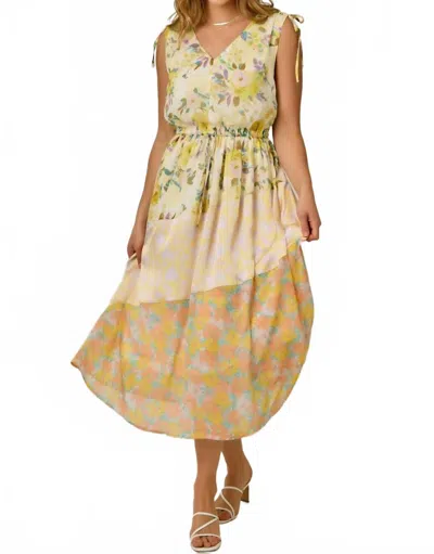 Mystree Honey Bloom Dress In Lemon Mix In Multi