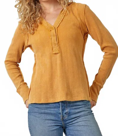 Mystree Honeycomb Cozy Hoodie Top In Mustard In Yellow