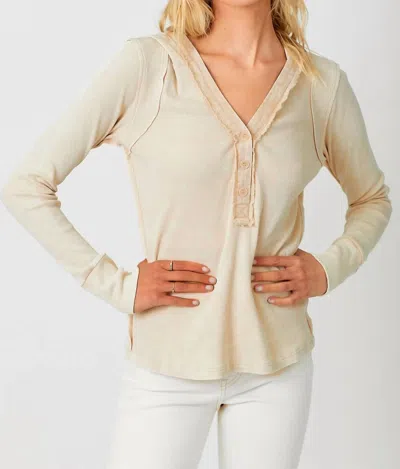 Mystree Hooded Thermal Spring Top In Washed Sand In Multi