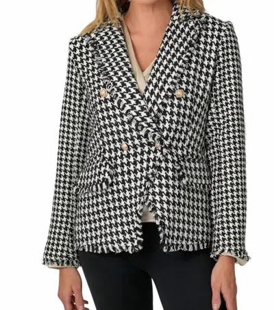 Mystree Houndstooth Tweed Jacket In Black/white