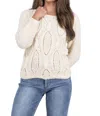 Mystree Intertwine Lace Up Back Sweater In Cream In White