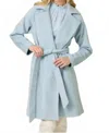 Mystree Lapel Collar Robe Coat In Baby Blue In Multi