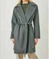 Mystree Lapel Collar Robe Coat In Moss In Green