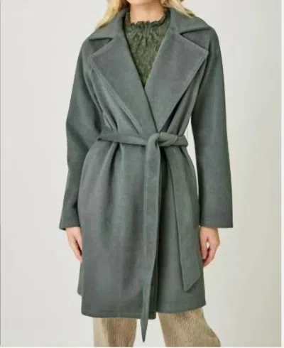 Mystree Lapel Collar Robe Coat In Moss In Green