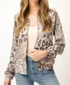 Mystree Leopard Bomber Jacket In Mauve In Multi