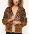 Mystree Leopard Fur Open Jacket In Brown In Brown