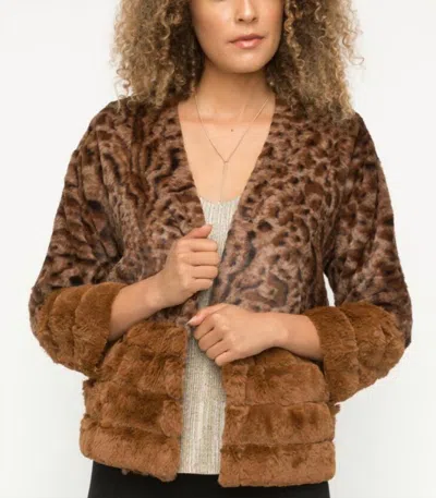 Mystree Leopard Fur Open Jacket In Brown