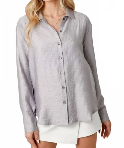 Mystree Lillian Button Down Top In Lilac Grey In Gray