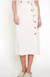 Mystree Linen Button Up Skirt In Cream