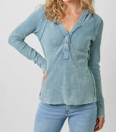 Mystree Little Thermal Hoodie In Washed Blue