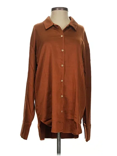 Mystree Long Sleeve Button Down Shirt In Brown