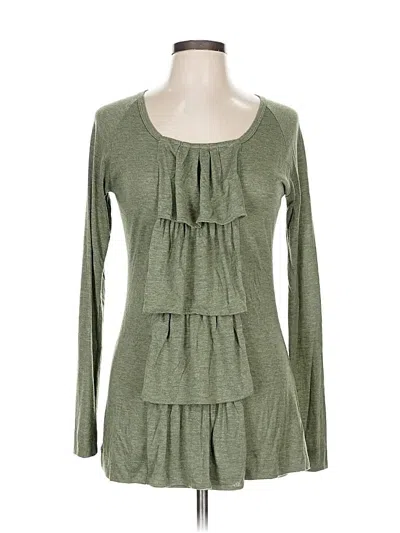Pre-owned Mystree Long Sleeve Top Green Scoop Neck Tops