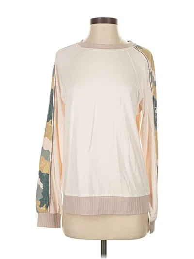 Pre-owned Mystree Long Sleeve Top Ivory Boatneck Tops In White