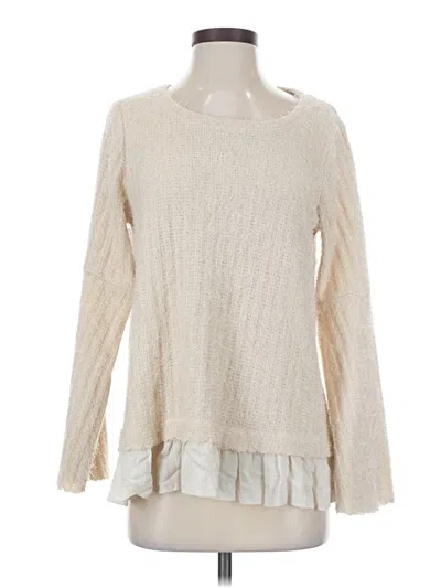 Pre-owned Mystree Long Sleeve Top Ivory Boatneck Tops In White