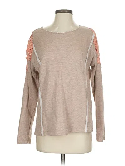 Pre-owned Mystree Long Sleeve Top Tan Crew Neck Tops