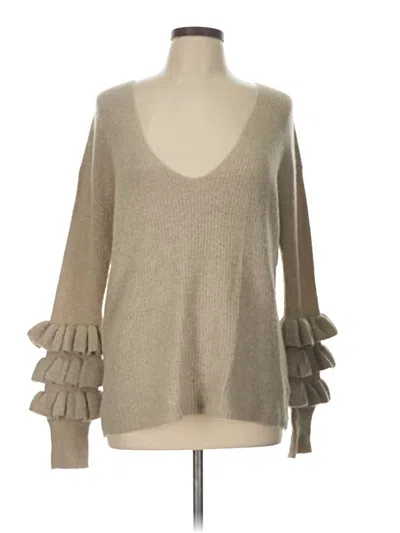 Pre-owned Mystree Long Sleeve Top Tan Sweetheart Neckline Tops In Brown