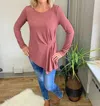 Mystree Long Sleeve Tunic Top In Mauve