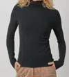 Mystree Long Sleeve Turtleneck Sweater In Black In Black