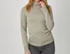 Mystree Long Sleeve Turtleneck Sweater In Stone In White