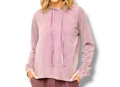 Mystree Long Sleeve Washed Hoodie In Lavender In Purple