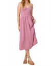 Mystree Lottie Embroidered Smocked Midi Dress In Cool Soft Pink In Multi