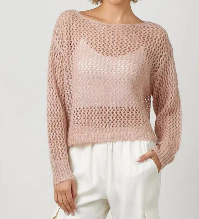 Mystree Metallic Net Pullover Sweater In Champagne In White