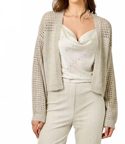 Mystree Metallic Sweater Cardigan In Champagne In White