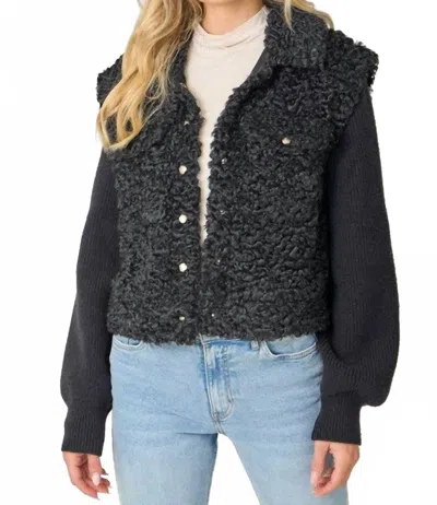 Mystree Mixed Media Jacket In Black