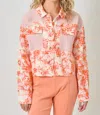 Mystree Mixed Media Jacket In Blush/orange In Multi