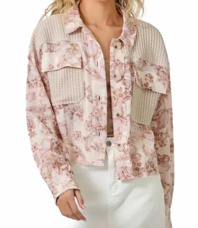 Mystree Mixed Media Jacket In Pink Floral