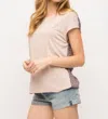 MYSTREE MODAL TOP WITH CRISS CROSS BACK IN LIGHT TAUPE
