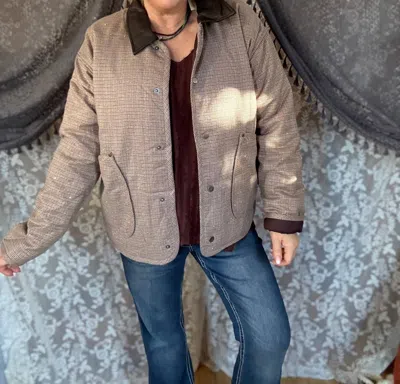 Mystree Morning Light Quilted Jacket In Mocha/ Brown In Multi