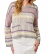 Mystree Multicolor Stripe Sweater In Lavender/grey Mix In Multi