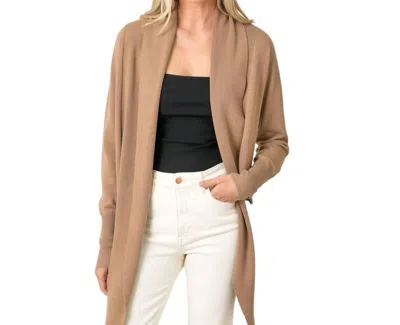 Mystree Multiway Open Cardigan Sweater In Latte In Brown