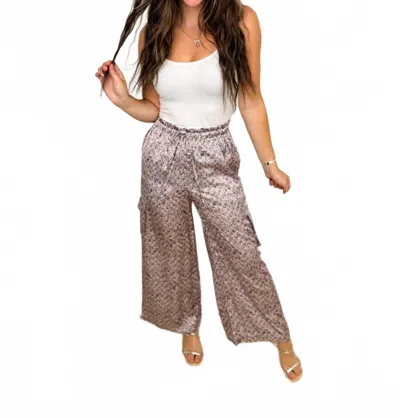 Mystree On A Shopping Spree High-rise Satin Wide Leg Cargo Pants In Purple