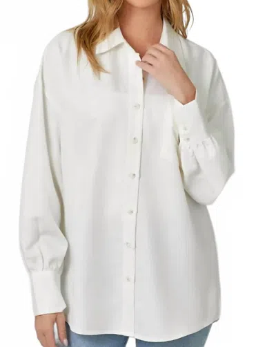 Mystree Oversized Button Up Shirt In Off White