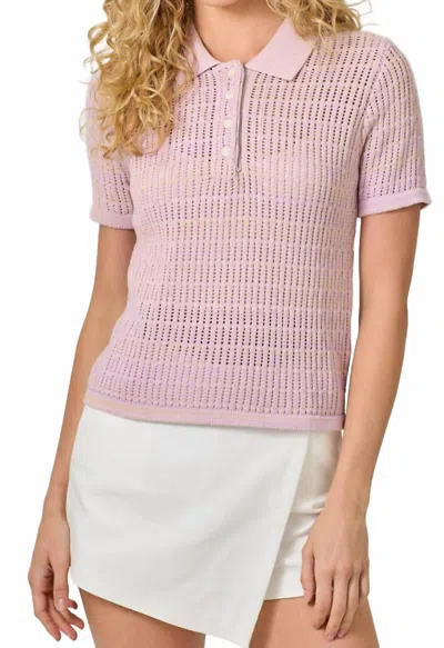 Mystree Perfect In Polo Sweater Top In Powder Rose In Purple
