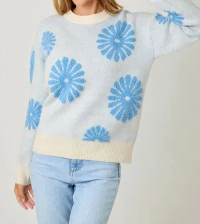 Mystree Petal Soft Flocked Sweater In Oatmeal/blue