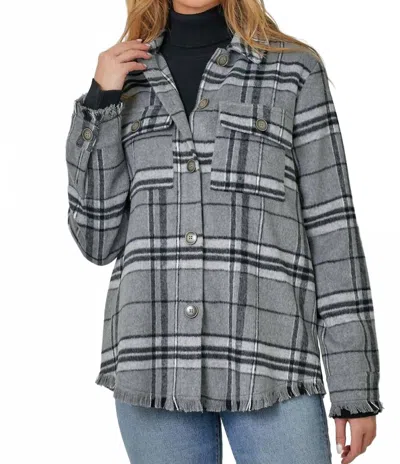 Mystree Phyliss Plaid Jacket In Grey Mix In Gray