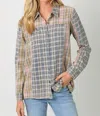 Mystree Plaid Button Down Shirt In Multi In Multi