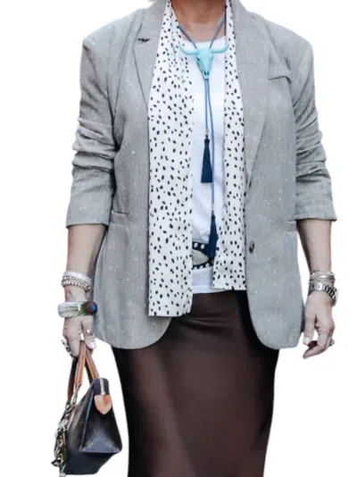 Mystree Prestige Pinstripe Oversized Blazer In Grey Multi In Gray